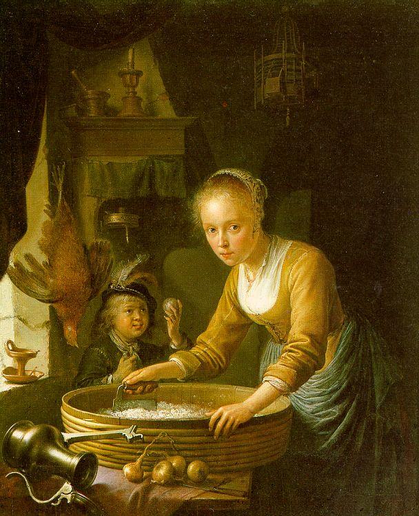Gerrit Dou Girl Chopping Onions oil painting picture